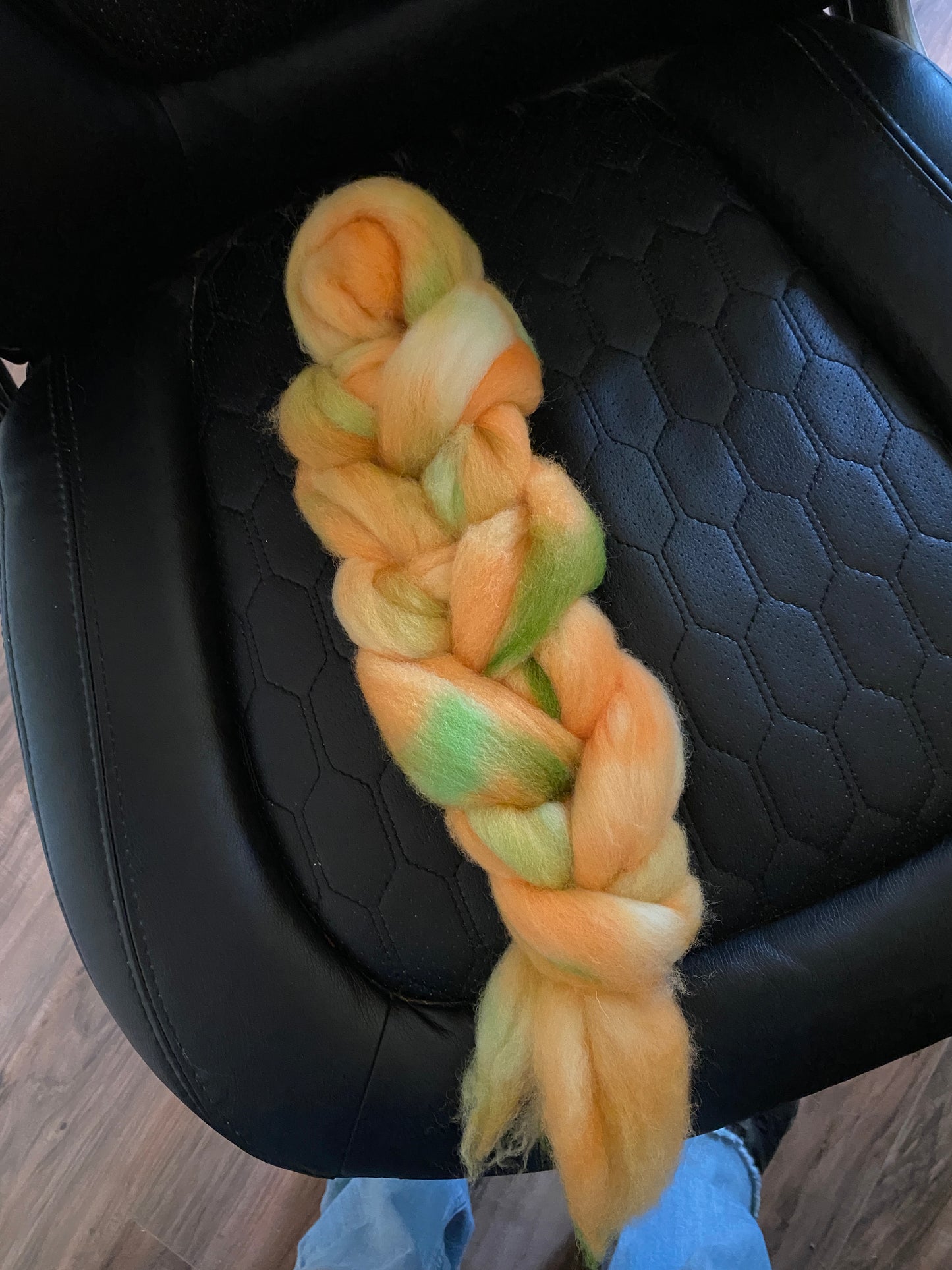 hand dyed Cheviot roving 4 ounces spinners greenblue or bluegreenbrownor orangegreen